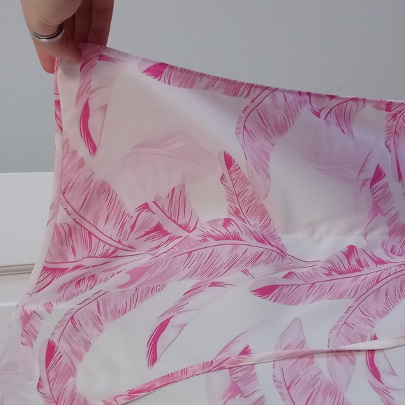 💗Buddy Love💗 - Pink/White Palm Leaf Pixie Cover-Up Dress - Picture 9 of 14